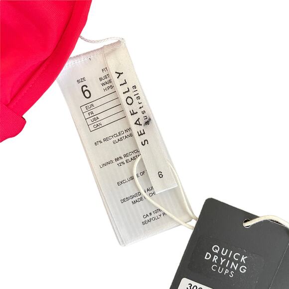 Seafolly Halter Bra Bikini Top Only Womens 2 Chilli Red Swimwear Beach Vacation - Picture 5 of 6